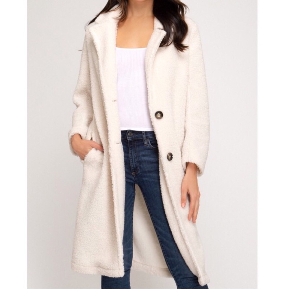 LAST‼️Brooke Faux Fur Pea Coat - Picture 2 of 2